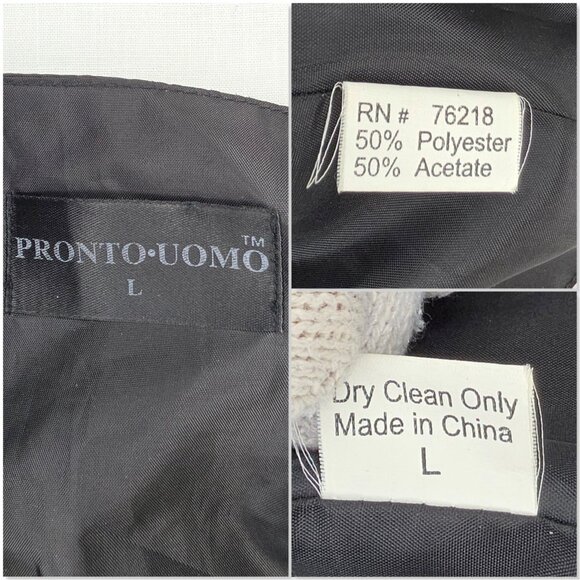 Pronto Uomo Suit Vest Mens Large Black Shinny Square Pattern Textured Geometric - Picture 10 of 12